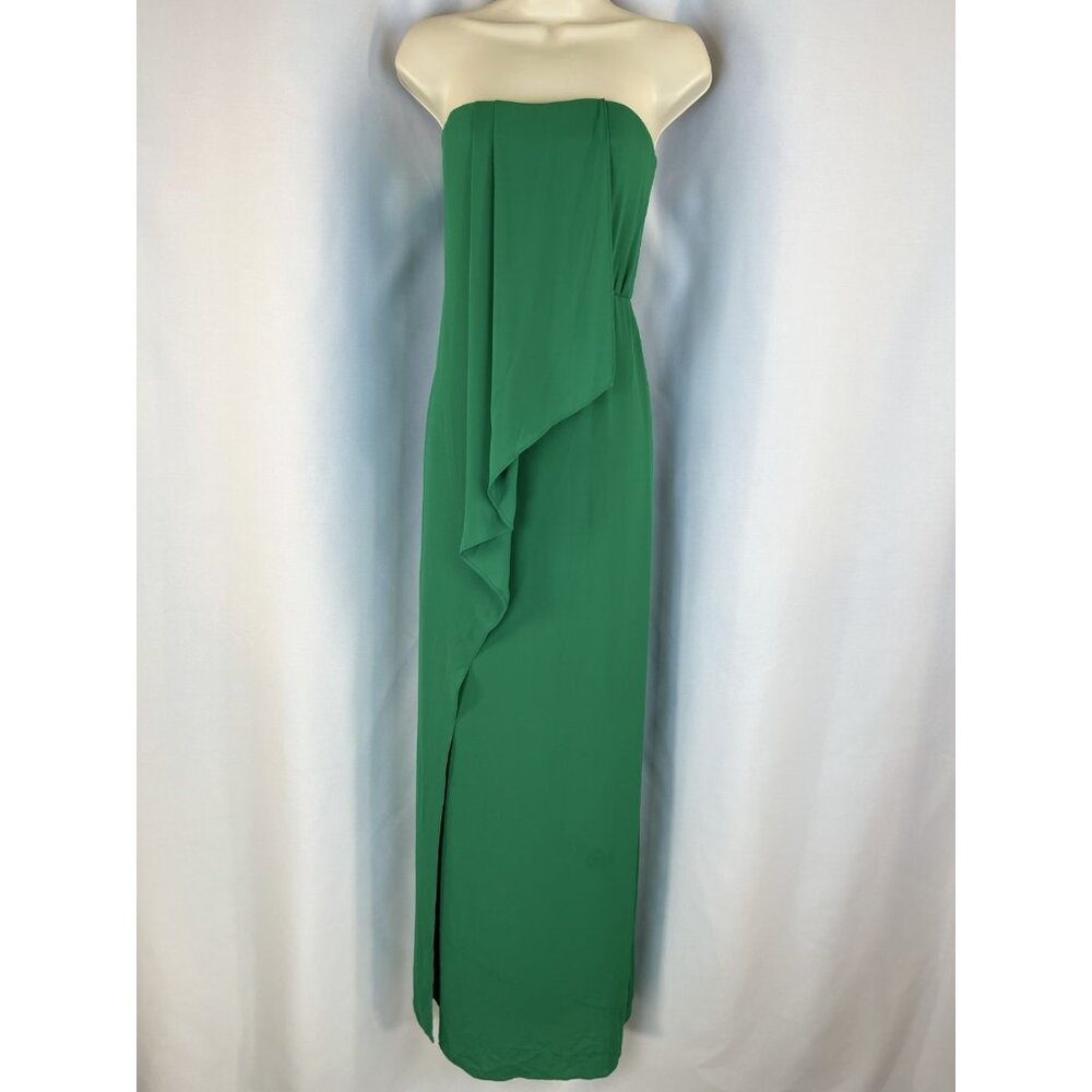 NWT BCBGMAXAZRIA Green Draped Front Strapless Gown $298 - Picture 3 of 13